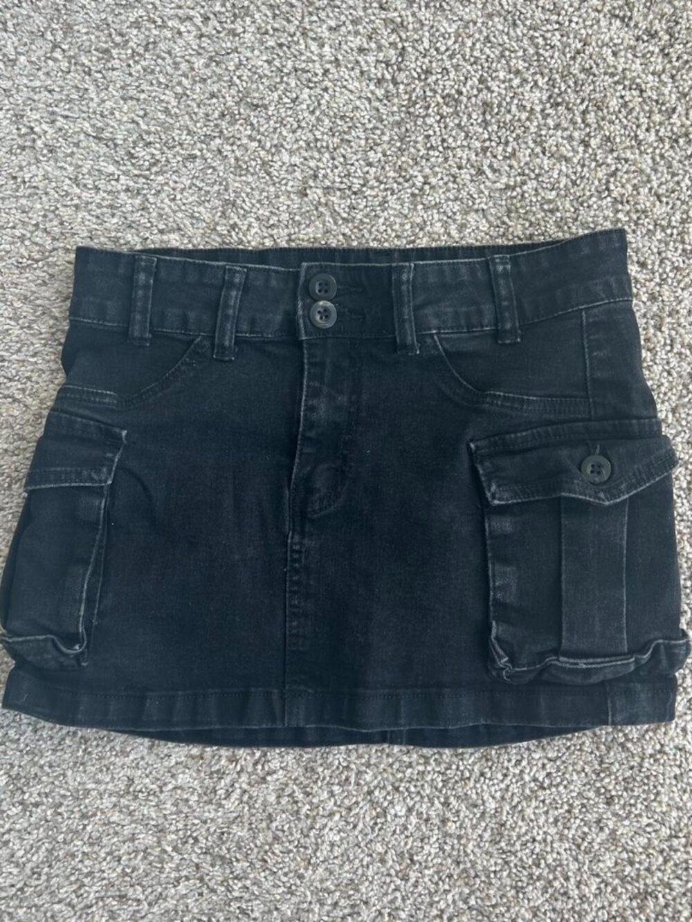 Y2K Black Denim Cargo Mini Skirt